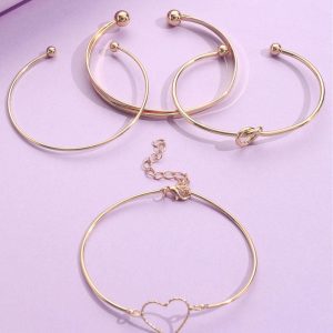 Gold Cross Bracelet 4pc Set